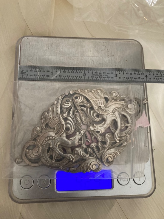 Antique Victorian Solid Sterling Silver Seraphic Belt Buckle